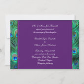 Plum Paarse Peacock Wedding Invitation Kaart (Achterkant)