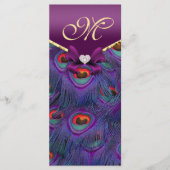Plum Paarse Peacock Wedding Program Rack Kaart (Voorkant)