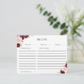 Plum paarse & Perzik Bloemen Receptenkaart Briefkaart (Staand voorkant)