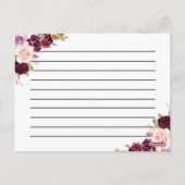 Plum paarse & Perzik Bloemen Receptenkaart Briefkaart (Achterkant)