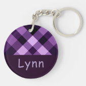 Plum Paarse Plaid Monogram Circle Sleutelhanger (Achterkant)