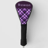 Plum Paarse Plaid Monogram Golf Hoesje Driver Head Golfheadcover (Voorkant)
