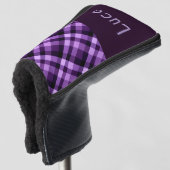 Plum Paarse Plaid Monogram Golf Hoesje Putter Head Golfheadcover (3/4 voorkant)