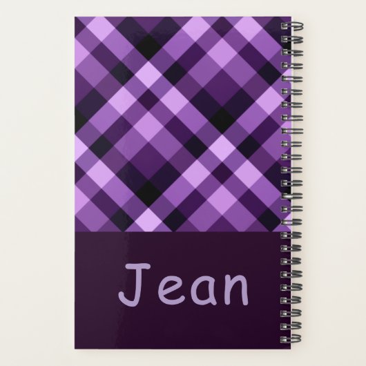 Plum Paarse Plaid Monogram Kleine dag Planner (Achterkant)