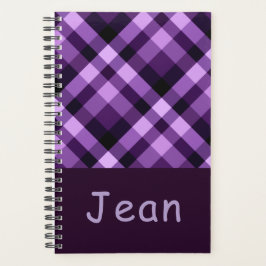 Plum Paarse Plaid Monogram Kleine dag Planner