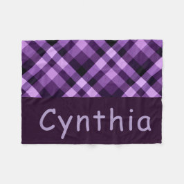 Plum Paarse Plaid Monogram Kleine Fleece Deken