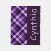 Plum Paarse Plaid Monogram Kleine Fleece Deken (Voorkant)