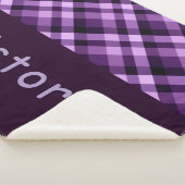 Plum Paarse Plaid Monogram Medium Sherpa Deken (3/4)