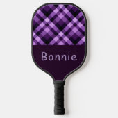 Plum Paarse Plaid Monogram Pickleball Paddle (Voorkant)