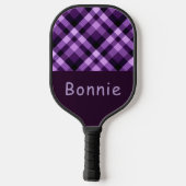Plum Paarse Plaid Monogram Pickleball Paddle (Achterkant)