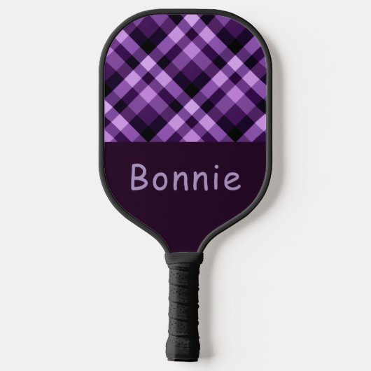 Plum Paarse Plaid Monogram Pickleball Paddle (Achterkant)