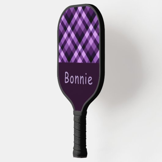 Plum Paarse Plaid Monogram Pickleball Paddle (Links)