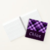 Plum Paarse Plaid Monogram Spiral Notitieboek (Binnen)