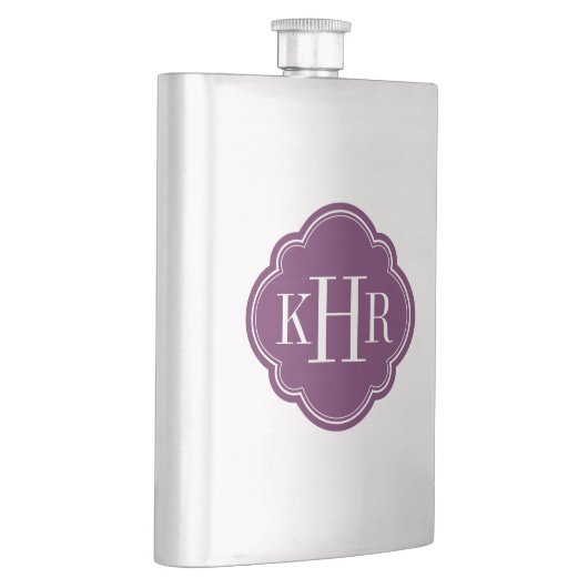 Plum Paarse Quatrefoil Custom Monogram Flacon (Rechts)