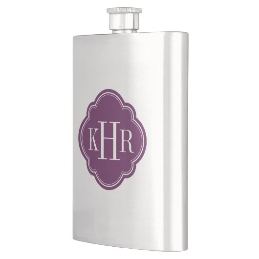Plum Paarse Quatrefoil Custom Monogram Flacon (Links)
