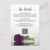 Plum Paarse Roos Elegante bruiloft Details QR Code Informatiekaartje (Voorkant)
