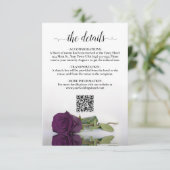 Plum Paarse Roos Elegante bruiloft Details QR Code Informatiekaartje (Staand voorkant)