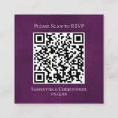 Plum Paarse Roos Elegante bruiloft RSVP QR Code Informatiekaartje (Achterkant)