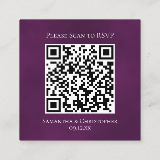 Plum Paarse Roos Elegante bruiloft RSVP QR Code Informatiekaartje (Achterkant)
