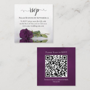 Plum Paarse Roos Elegante bruiloft RSVP QR Code Informatiekaartje