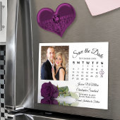 Plum Paarse Roos Kalender & Foto Opslaan Datum Mag Magnetische Uitnodiging
