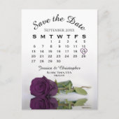 Plum Paarse Roos Wedding Calendar sparen de Datum Aankondigingskaart (Voorkant)