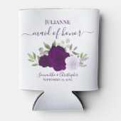 Plum Paarse Rozen Elegant Maid of Honor Wedding Blikjeskoeler (Voorkant)