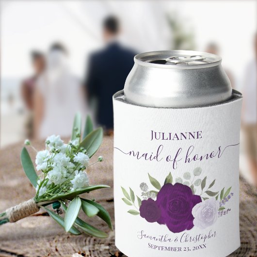 Plum Paarse Rozen Elegant Maid of Honor Wedding Blikjeskoeler