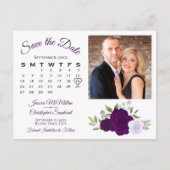 Plum Paarse Rozen Foto & Agenda sparen de Datum Aankondigingskaart (Voorkant)