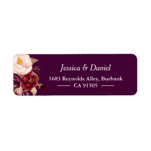 Plum Paarse Rustic Floral Simple Classy Etiket