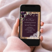 Plum Paarse Rustic Wood Lace Script Weddenschap Kaart