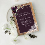Plum Paarse Rustic Wood Lace Script Wedding Invita Kaart<br><div class="desc">We zijn zo blij met deze traditionele formele paarse, rustige fotouitnodiging. Het was niet makkelijk om met een roest paars design te komen dat we aan onze esthetische eisen tegemoet waren gekomen, maar toen deden we het, en nu zijn we verliefd! Met handgeschreven scripttypografie, paarse waterverf florals, een geërfte barnwood...</div>