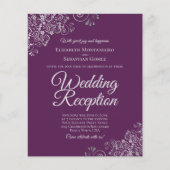 Plum Paarse Silver Wedding Receptie Budget Uitnodi (Voorkant)