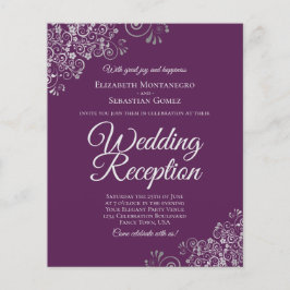 Plum Paarse Silver Wedding Receptie Budget Uitnodi