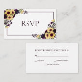 Plum Paarse Sunflower Waterverf Enclosure Card Informatiekaartje (Voorkant / Achterkant)