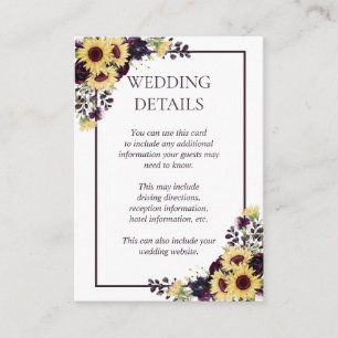 Plum Paarse Sunflower Waterverf — Gegevens Informatiekaartje