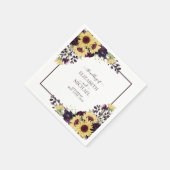 Plum Paarse Sunflower Waterverf Wedding Napkins Servet (Hoek)