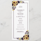 Plum Paarse Sunflower Waterverf Wedding Programmakaart (Voorkant)