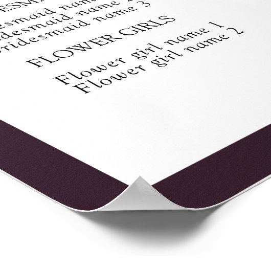 Plum Paarse Sunflower Waterverf Wedding Programme Poster (Hoek)