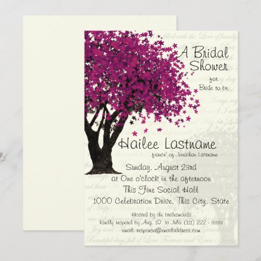 Plum Paarse Tree Vrijgezellenfeest Kaart (Voorkant / Achterkant)