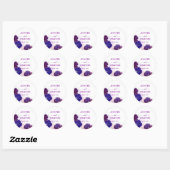 Plum Paarse Violet Bloemen Waterverf BRUILOFT Ronde Sticker (Vel)