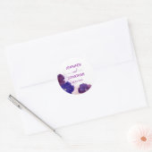 Plum Paarse Violet Bloemen Waterverf BRUILOFT Ronde Sticker (Envelop)