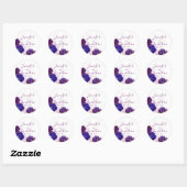Plum Paarse Violet Bloemen Waterverf BRUILOFT Ronde Sticker (Vel)