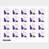 Plum Paarse Violet Bloemen Waterverf BRUILOFT Vierkante Sticker (Vel)