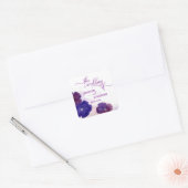 Plum Paarse Violet Bloemen Waterverf BRUILOFT Vierkante Sticker (Envelop)