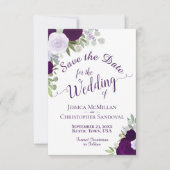 Plum Paarse Waterverf Floral Elegant Boho Wedding Save The Date (Voorkant)