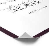 Plum Paarse Waterverf Floral Shower Welkom Poster (Hoek)