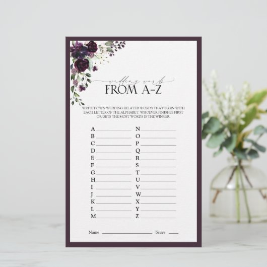 Plum Paarse Waterverf Floral Vrijgezellenfeest Gam (Staand voorkant)