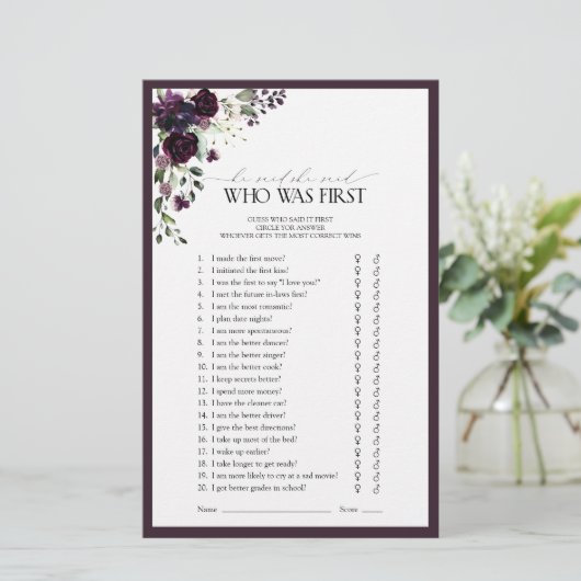 Plum Paarse Waterverf Floral Vrijgezellenfeest Gam (Staand voorkant)