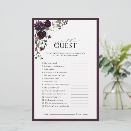 Plum Paarse Waterverf Floral Vrijgezellenfeest Gam (Staand voorkant)